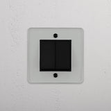 Doppel-Wippschalter – Durchsichtig + Bronze + Schwarz – stilvolle Lichtsteuerungslösung – auf weißem Hintergrund