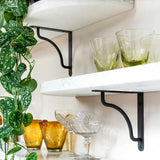 Shelf Bracket with Glasses And Marble Shelves