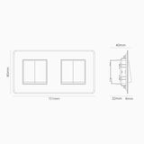 Doppelwippschalter 4x in Zweifachrahmen – Durchsichtig + Antikes Messing + Weiß